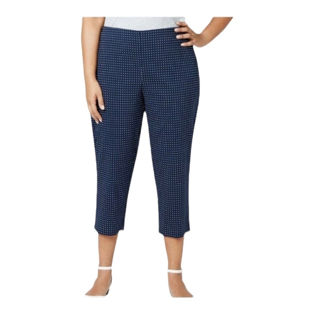 NEW Charter Club Navy Plus Size Capris Pants Chelsea Tummy Control Stretch 28W